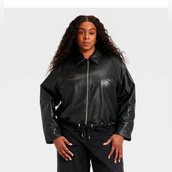 Universal Thread Jackets & Blazers - Universal Thread Women's Faux Leather Bubble Jacket, BlackSize XL